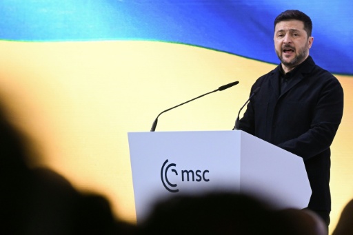 Le président ukrainien Volodymyr Zelensky à la Conférence de Munich, le 14 février 2026