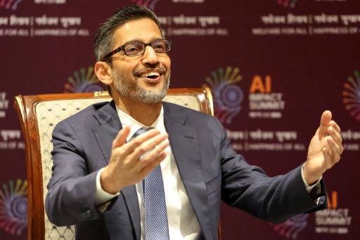 Le PDG de Google, Sundar Pichai, lors du Sommet sur l'impact de l'IA à New Delhi, le 19 février 2026 en Inde