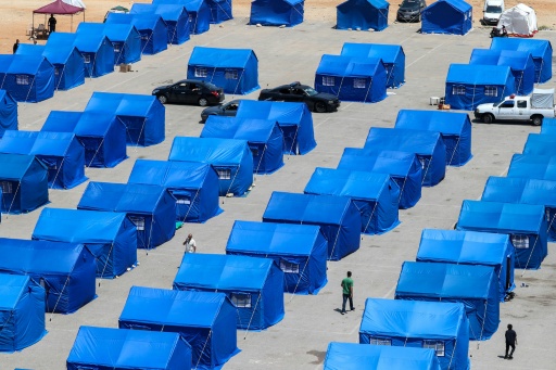 Un camp pour personnes déplacées dans la banlieue sud de Beyrouth, le 22 mai 2026